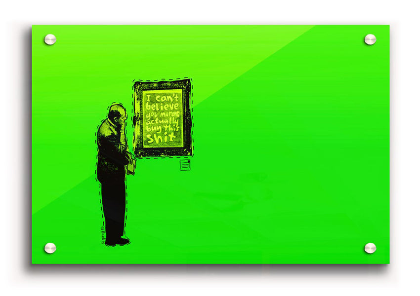 Art Auction Green acrylic print on 5mm thick acrylic glass, showcasing vibrant colors and ready to hang.