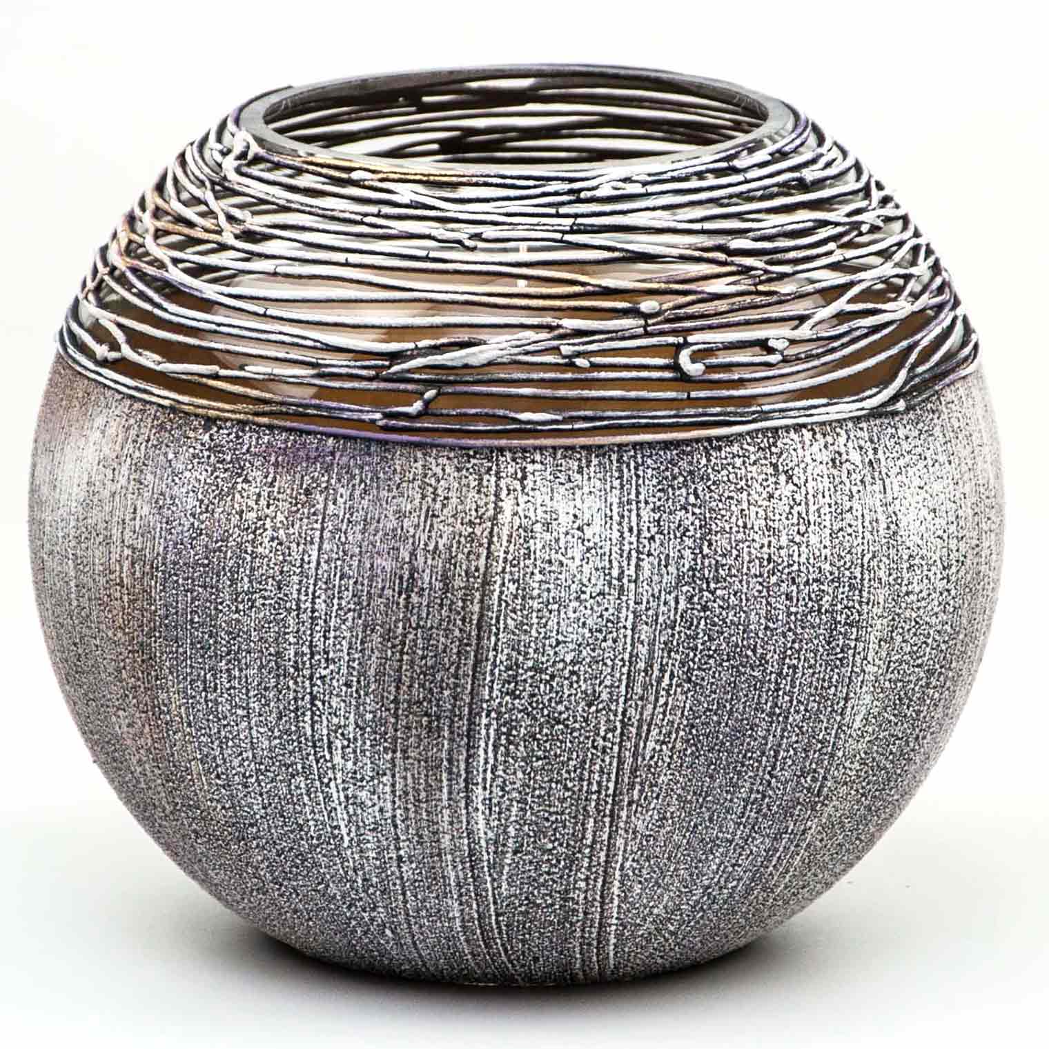 Art Decorated Gray Glass Vase featuring unique hand-painted designs, perfect for floral arrangements.