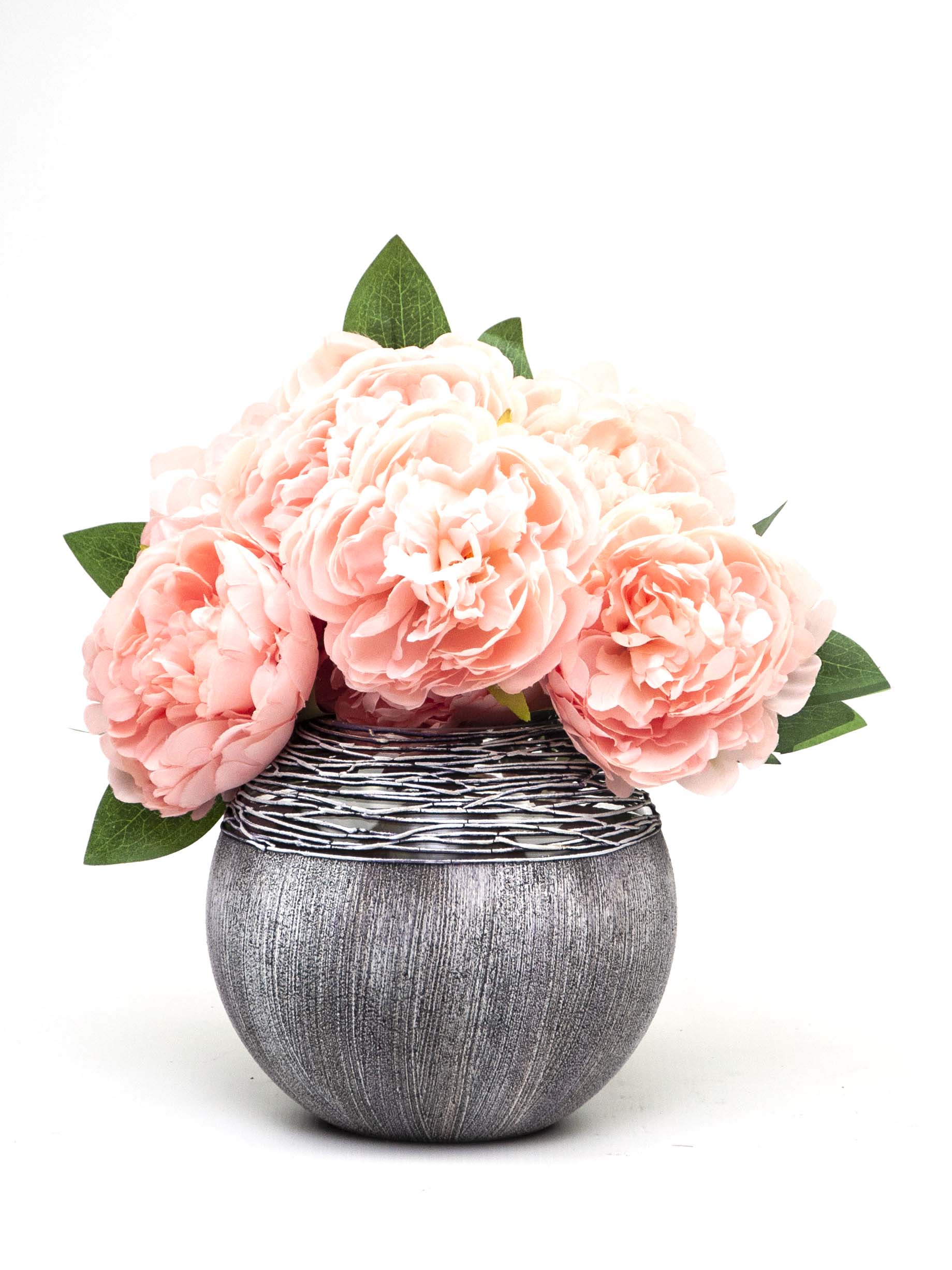 Art Decorated Gray Glass Vase featuring unique hand-painted designs, perfect for floral arrangements.