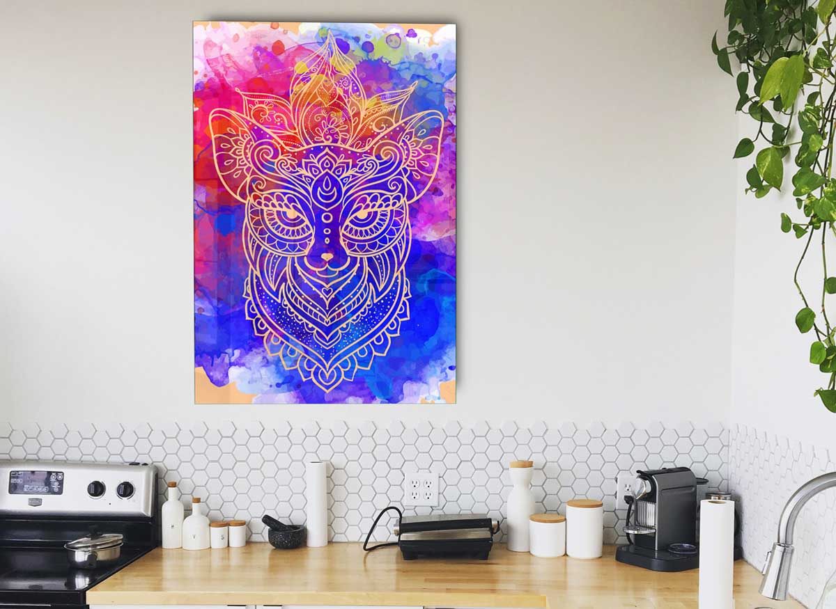 Art Of The Wolf glass print featuring a detailed wolf design on a sleek glass surface, perfect for modern home decor.