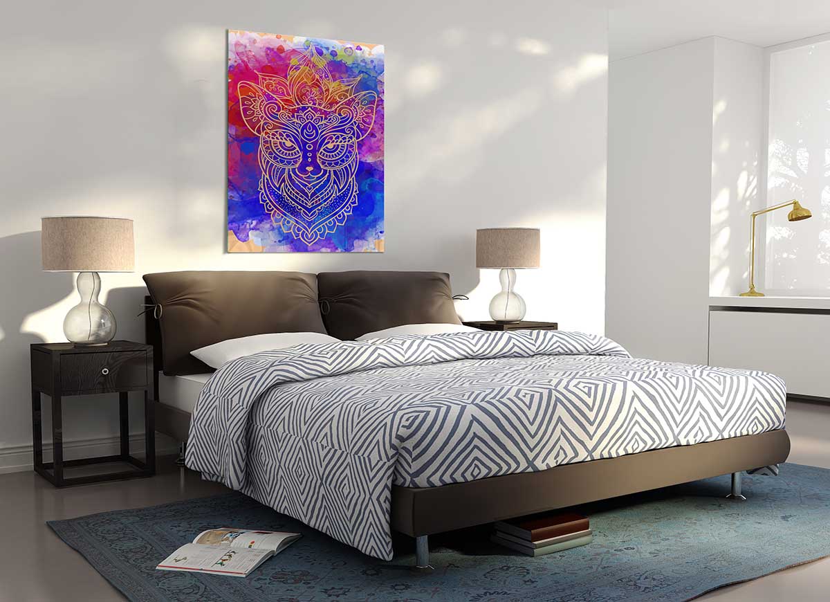 Art Of The Wolf glass print featuring a detailed wolf design on a sleek glass surface, perfect for modern home decor.