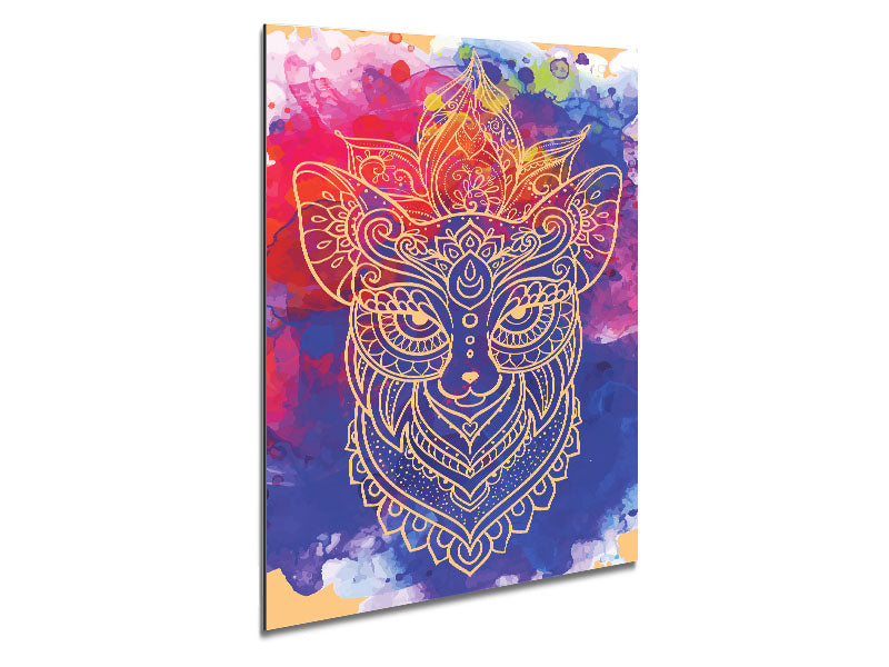 Art Of The Wolf printed on brushed aluminium dibond, showcasing a majestic wolf design with a modern finish.