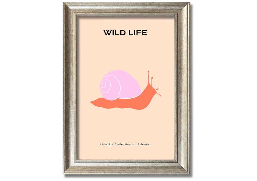 Art Snail framed print showcasing vibrant colors and intricate design, ready to hang in various frame colors.