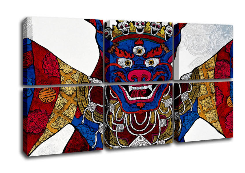 Arttibetan Thangka canvas art mounted on a 44mm box frame, showcasing vibrant colors and intricate designs.