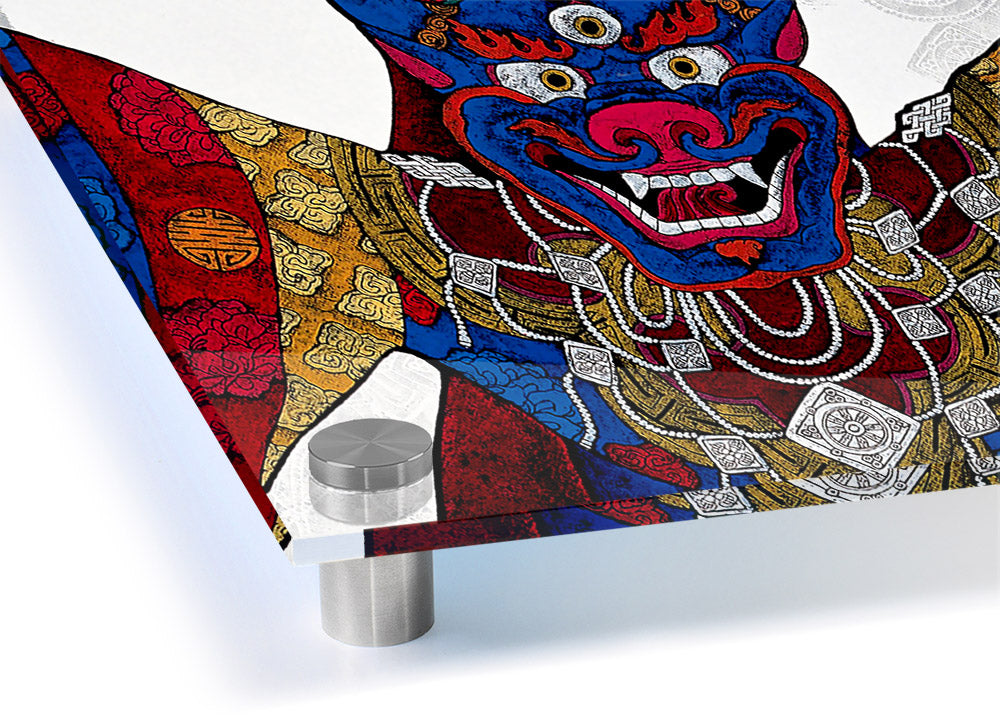 Arttibetan Thangka acrylic print showcasing vibrant colors and intricate designs on 5mm thick acrylic glass, ready to hang.