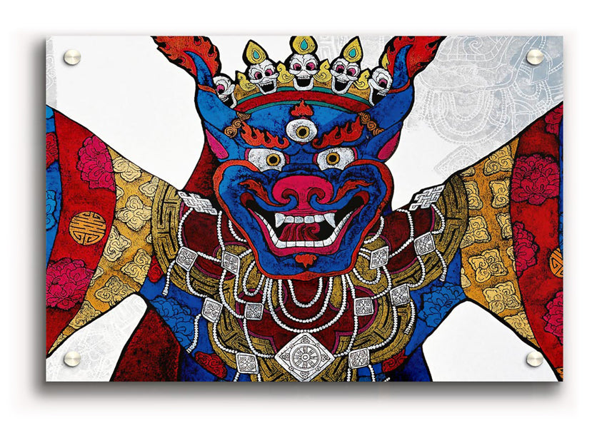 Arttibetan Thangka acrylic print showcasing vibrant colors and intricate designs on 5mm thick acrylic glass, ready to hang.