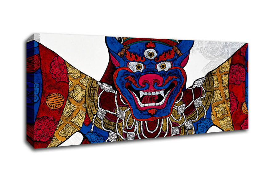 Arttibetan Thangka canvas art mounted on a 44mm box frame, showcasing vibrant colors and intricate designs.