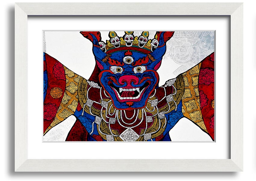 A beautifully framed Arttibetan Thangka print showcasing intricate Tibetan art, available in various frame colors.