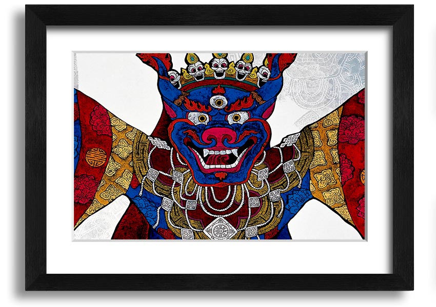 A beautifully framed Arttibetan Thangka print showcasing intricate Tibetan art, available in various frame colors.