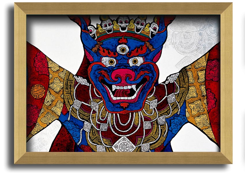 A beautifully framed Arttibetan Thangka print showcasing intricate Tibetan art, available in various frame colors.