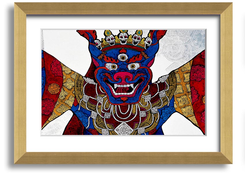 A beautifully framed Arttibetan Thangka print showcasing intricate Tibetan art, available in various frame colors.