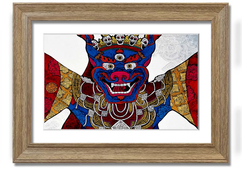 A beautifully framed Arttibetan Thangka print showcasing intricate Tibetan art, available in various frame colors.