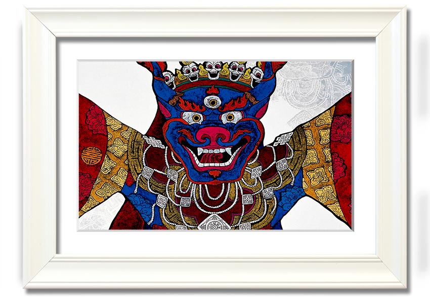 A beautifully framed Arttibetan Thangka print showcasing intricate Tibetan art, available in various frame colors.