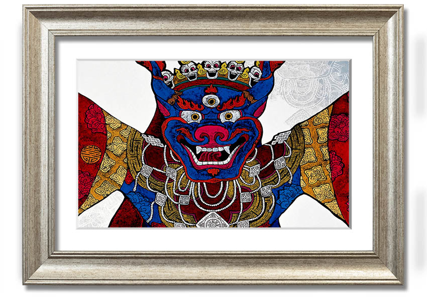 A beautifully framed Arttibetan Thangka print showcasing intricate Tibetan art, available in various frame colors.