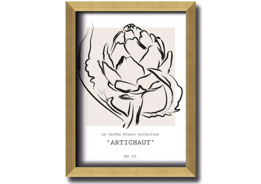 Artichaut framed print showcasing an artichoke design, available in various frame colors, ready to hang.