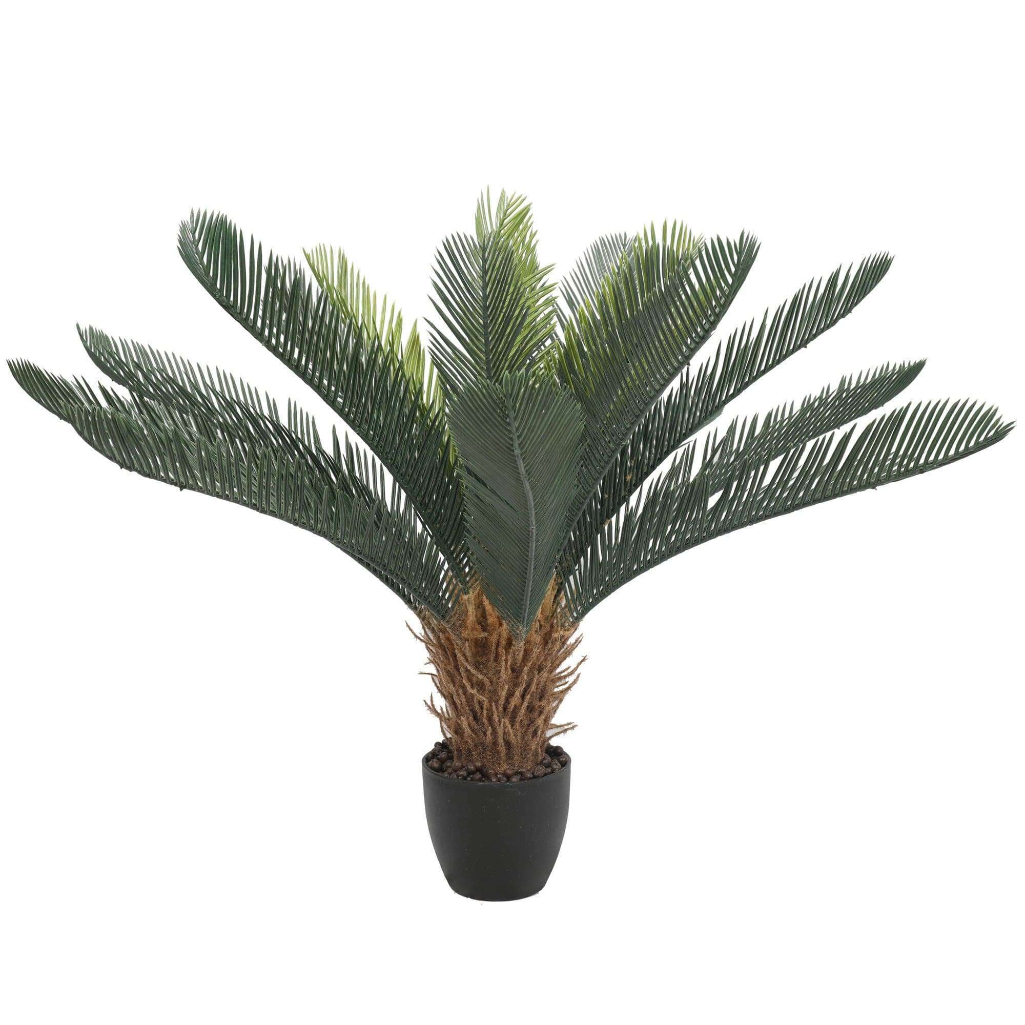 A realistic 60cm Artificial Cycad Plant in a small pot, showcasing mixed greens and browns, perfect for indoor decoration.