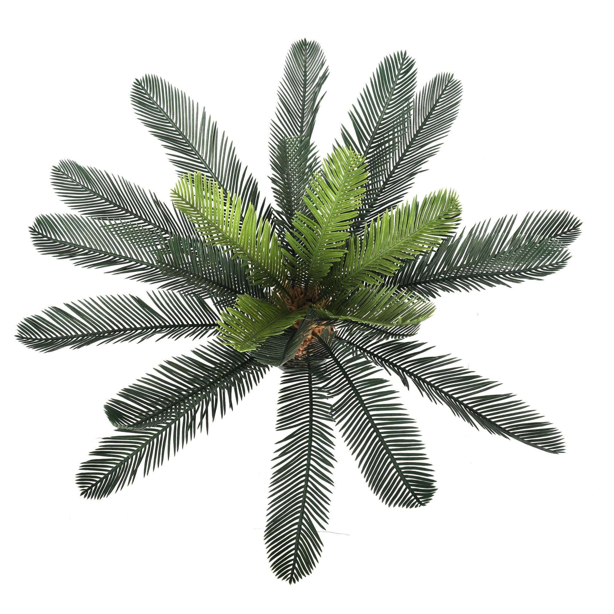 A realistic 60cm Artificial Cycad Plant in a small pot, showcasing mixed greens and browns, perfect for indoor decoration.