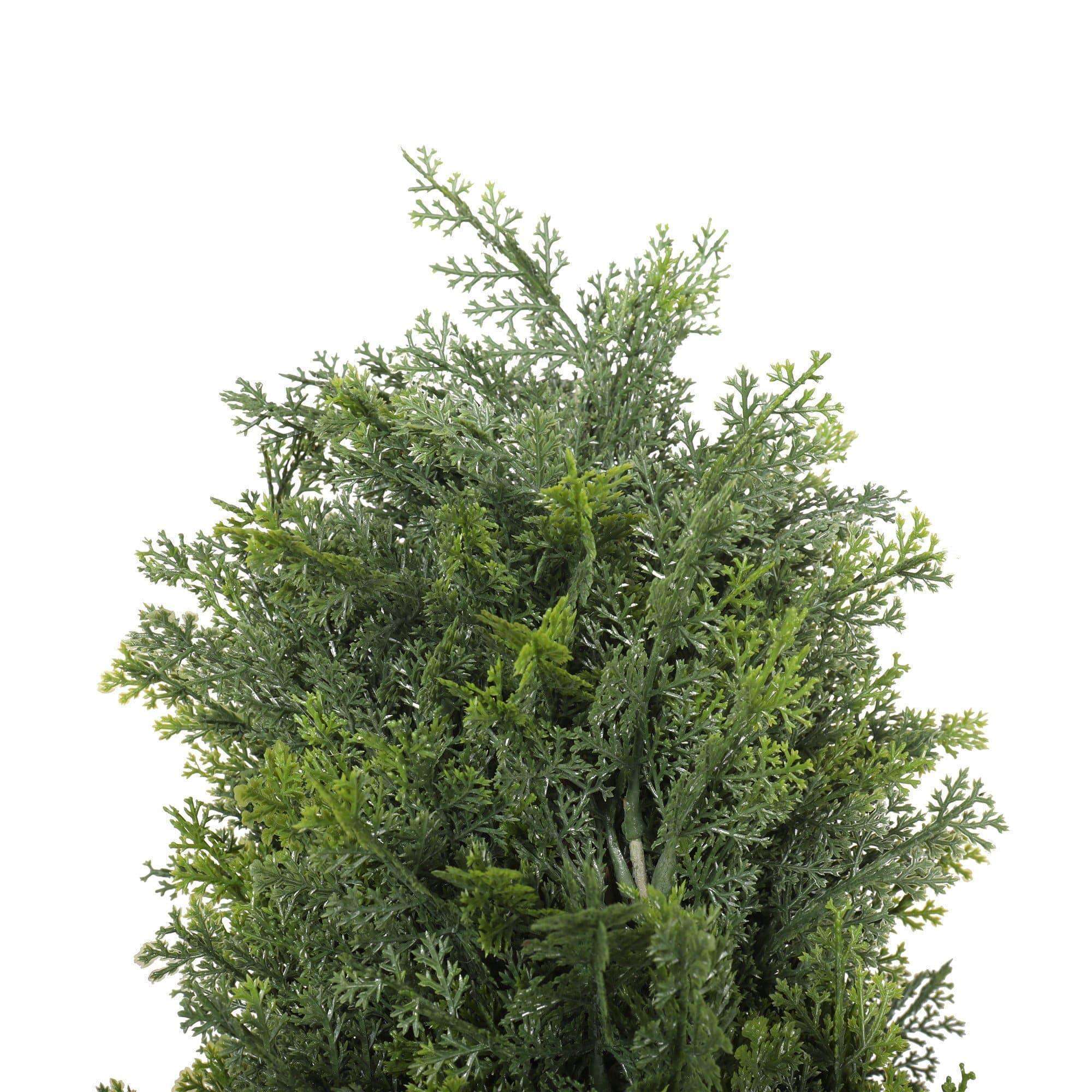 A tall 1.8M Artificial Cypress Pine Tree with realistic two-tone leaves in a decorative pot, suitable for indoor and outdoor use.