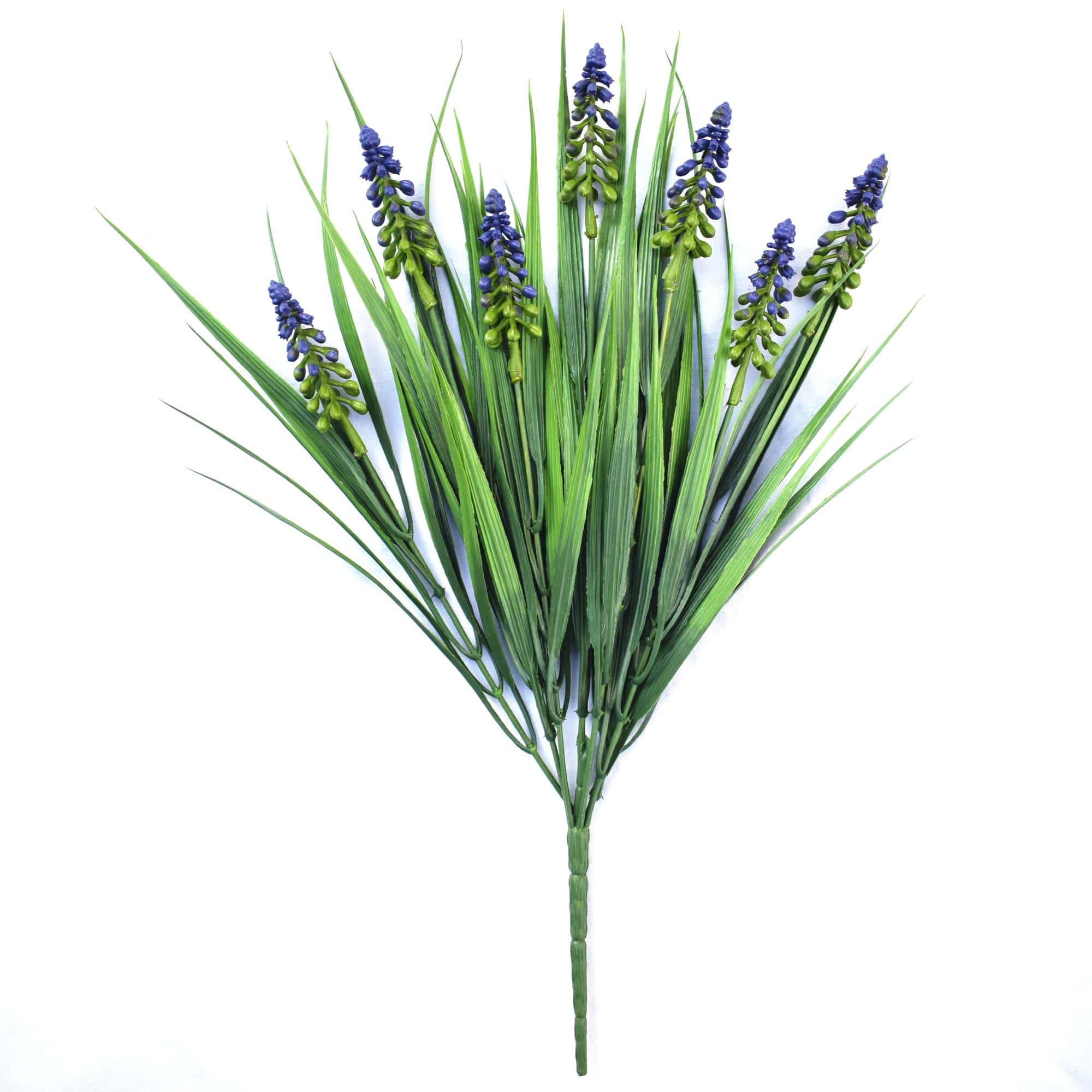 Artificial Dense English Lavender Stem, 50cm long with vibrant lavender flowers and lush green foliage, perfect for decor and arrangements.