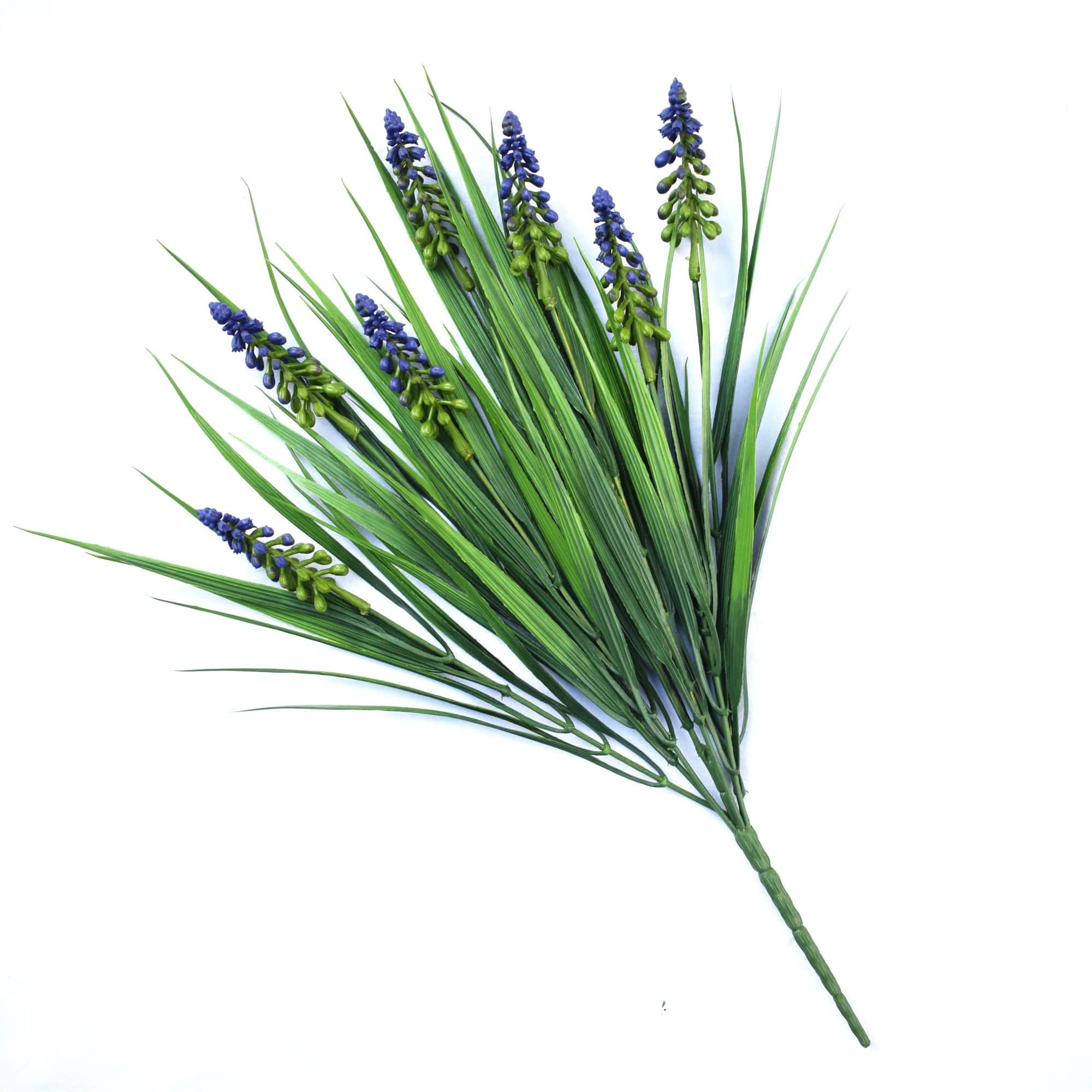 Artificial Dense English Lavender Stem, 50cm long with vibrant lavender flowers and lush green foliage, perfect for decor and arrangements.