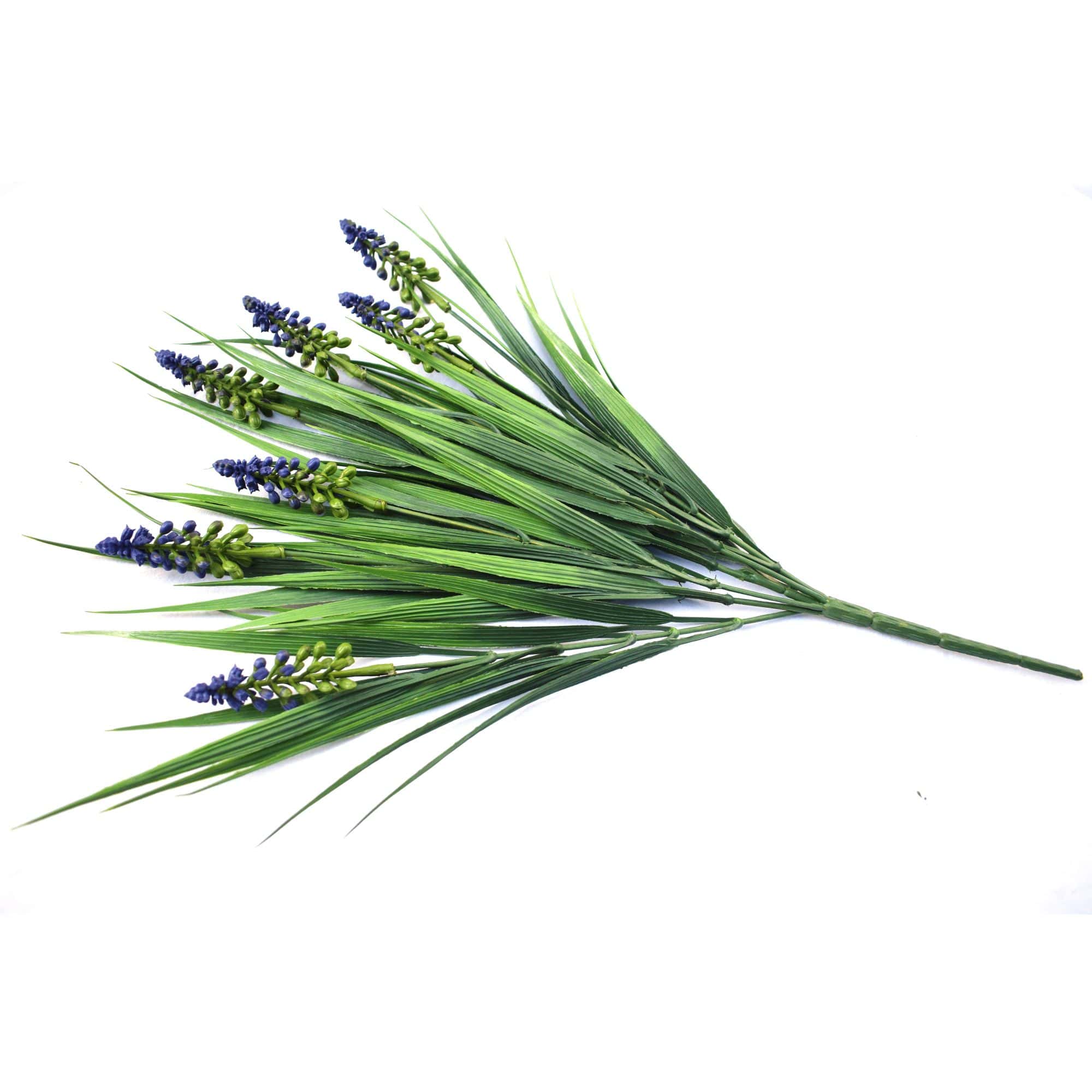 Artificial Dense English Lavender Stem, 50cm long with vibrant lavender flowers and lush green foliage, perfect for decor and arrangements.