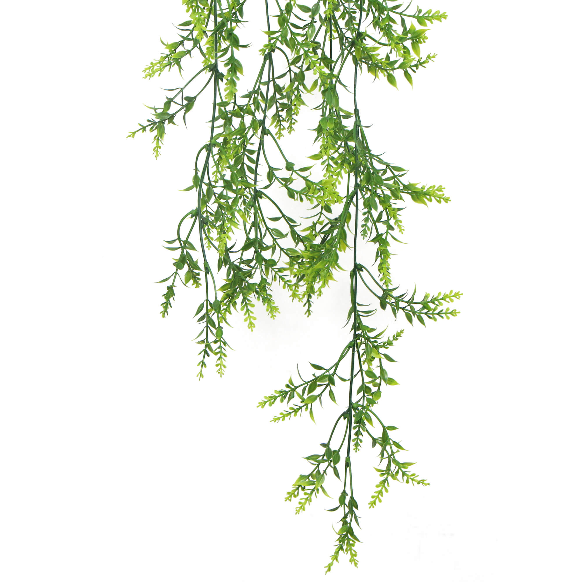 Artificial Dense Hanging Evergreen Plant in two-tone colors, featuring long trailing vines, perfect for indoor decoration.