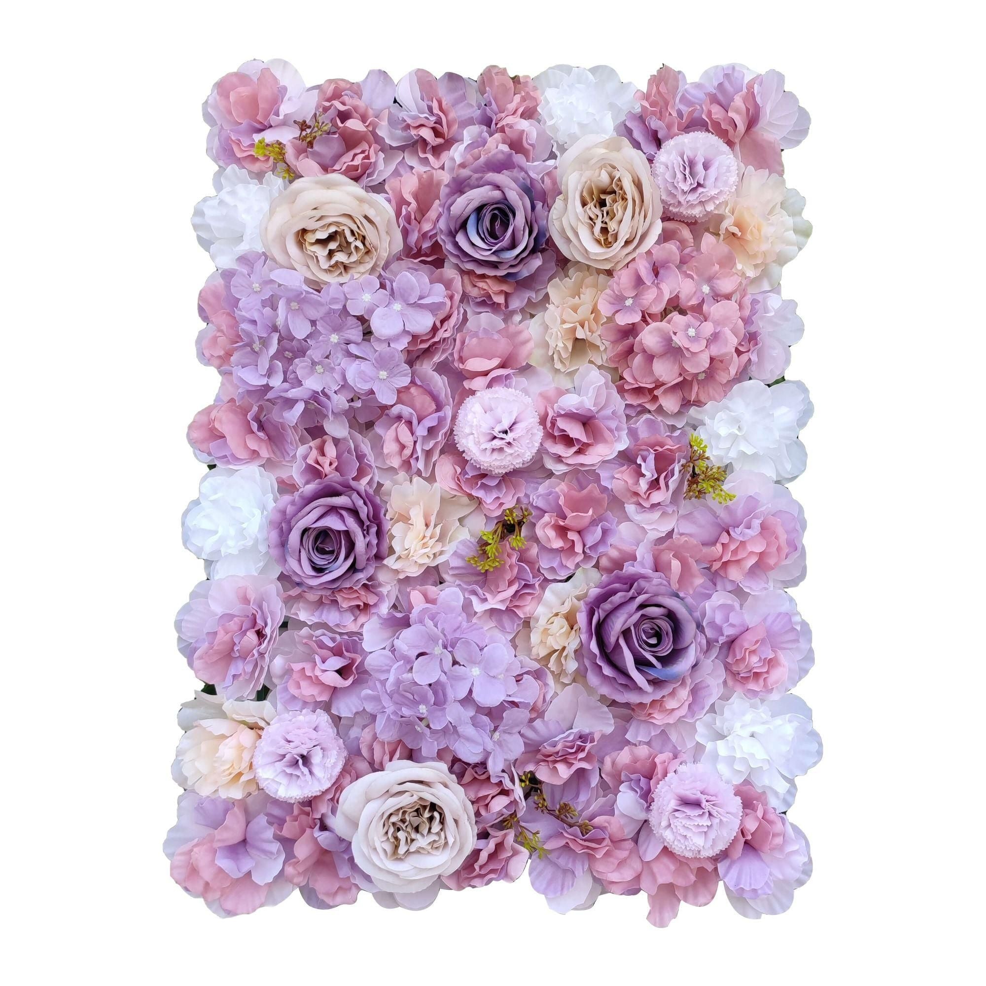 Artificial Flower Wall Backdrop Panel featuring mixed pink and white silk flowers, ideal for creating stunning photo backdrops.