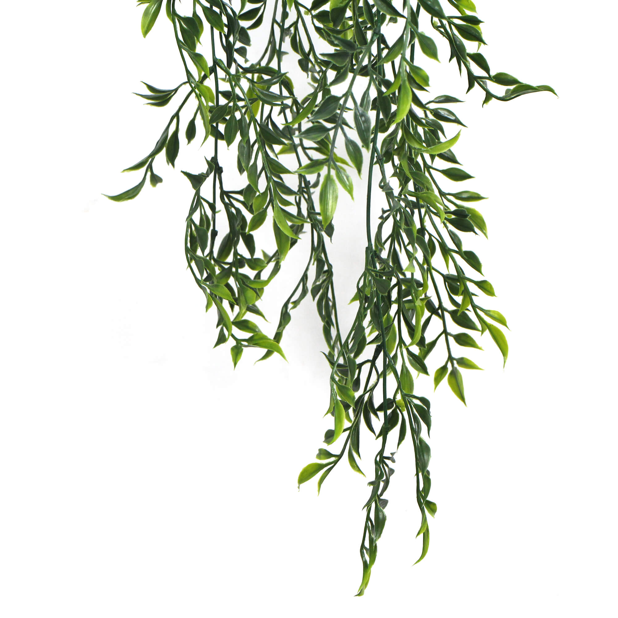 Artificial Hanging Flowering Ruscus Leaf Plant, 130cm long, showcasing vibrant green leaves and long trailing vines, perfect for indoor and outdoor decor.