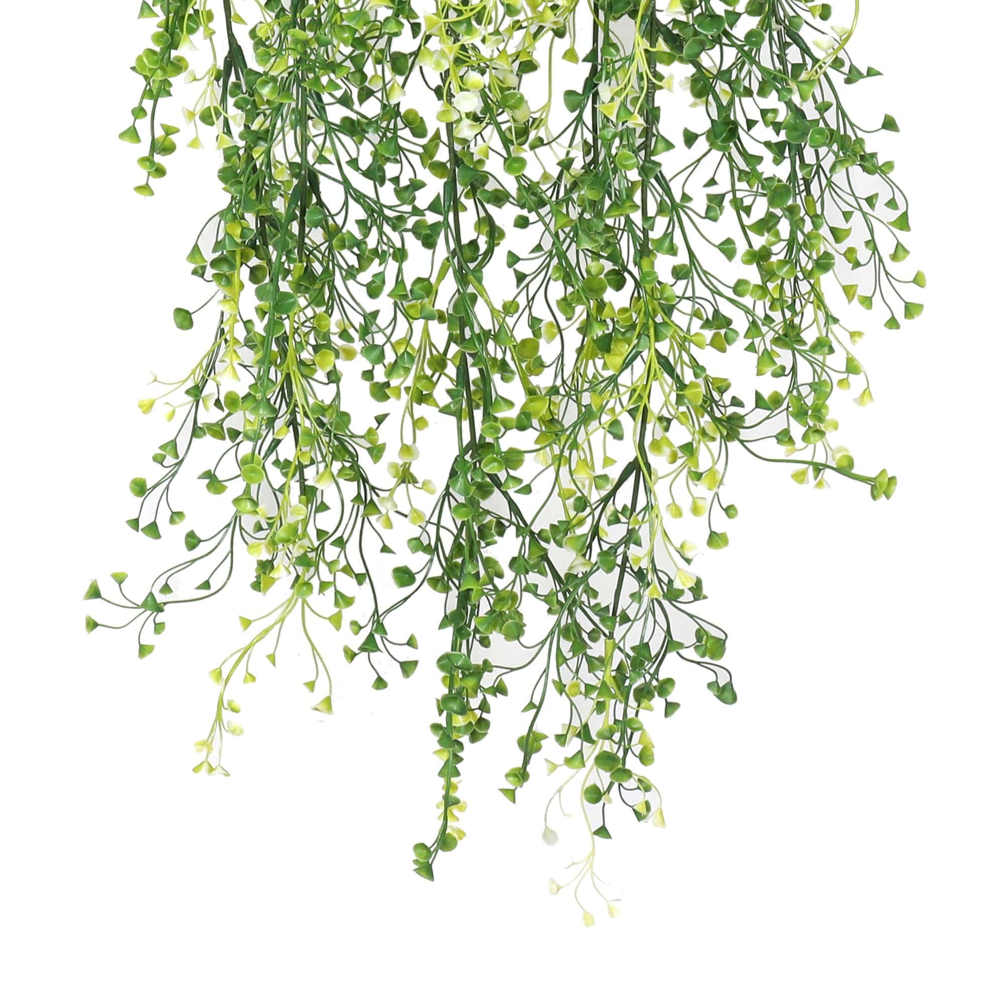 Artificial Hanging Plant featuring Mixed Green String of Pearls, showcasing realistic cascading vines in a stylish arrangement.