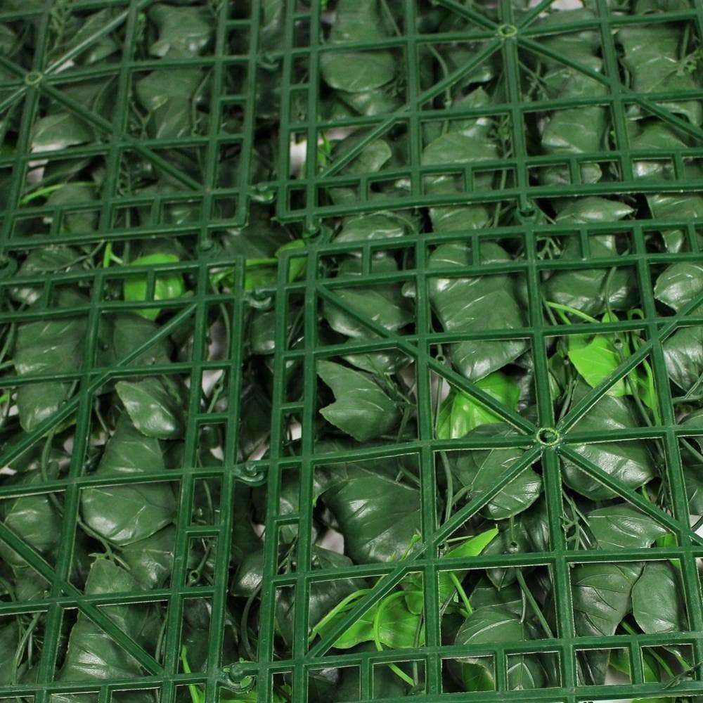 Artificial foliage on plastic grid.