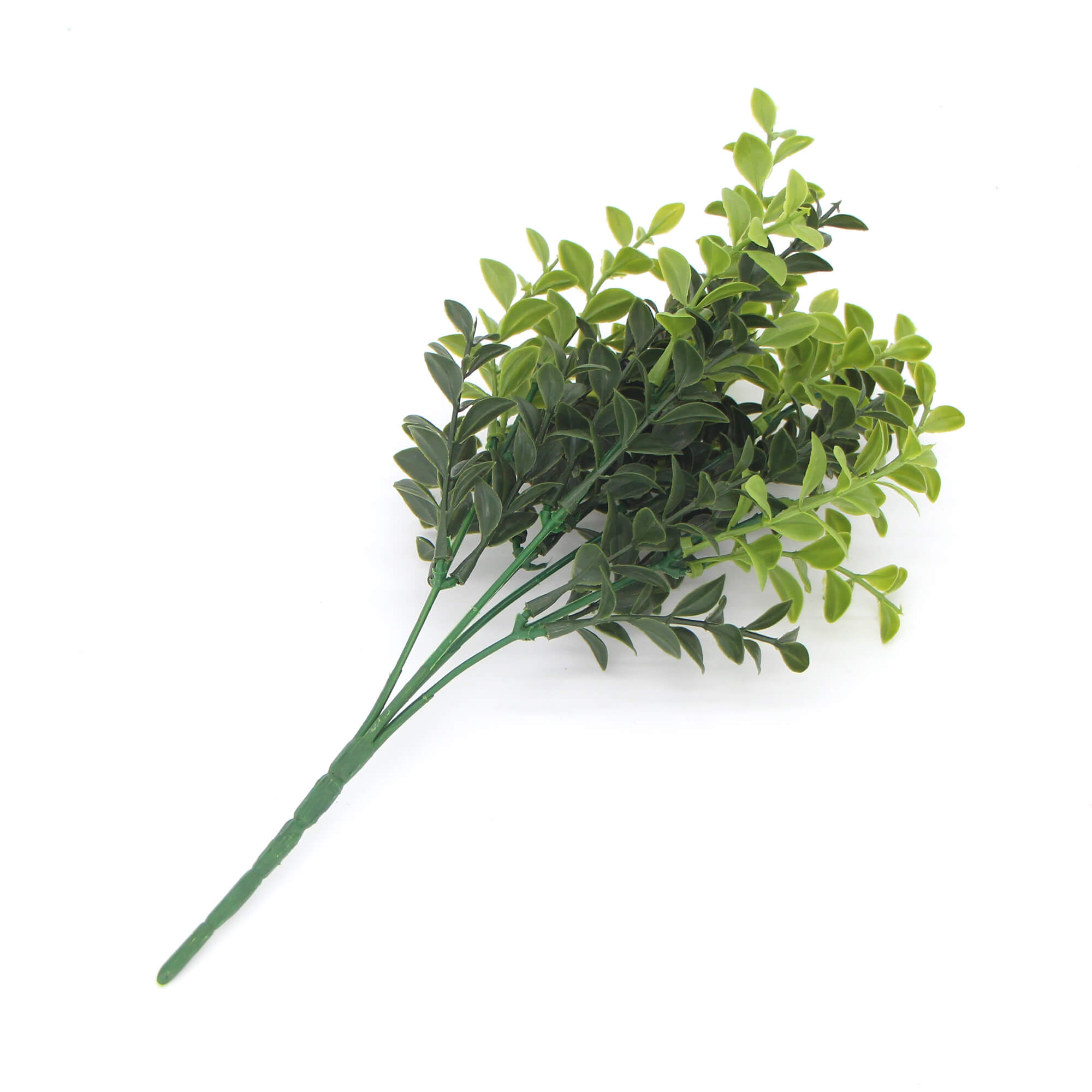 A 30cm artificial rounded boxwood stem with lush green leaves, perfect for home decor.