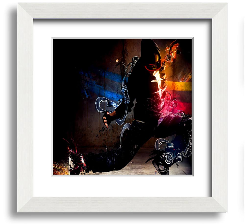 Artistic Human Square Framed Print in various frame colours, showcasing unique artistic design, ready to hang.