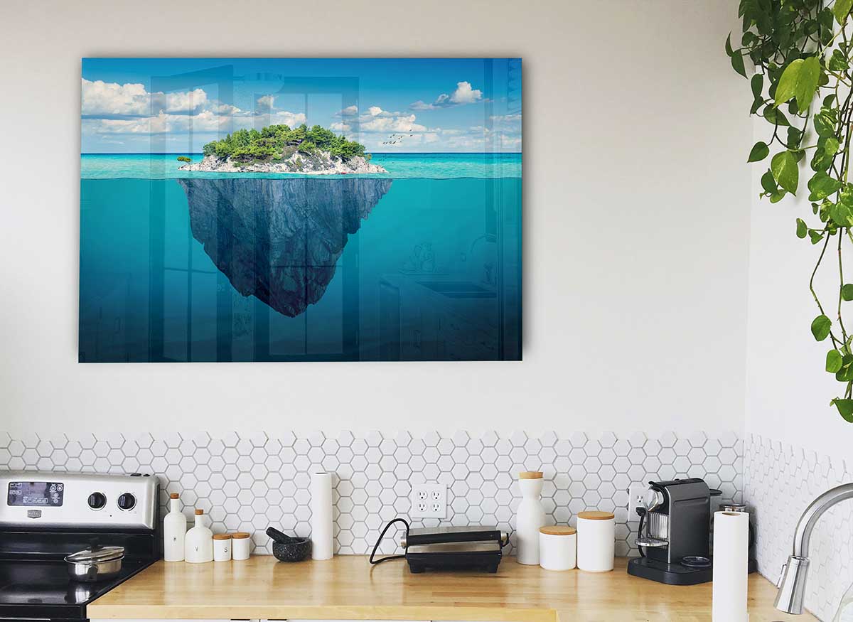 As Above So Below 1 glass print featuring modern art design with vibrant colors and sleek lines, perfect for home decor.