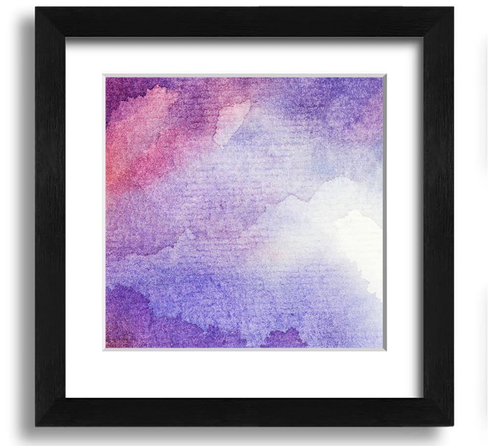 Square framed print titled 'As The Clouds Break', showcasing serene cloud imagery, available in various frame colors.