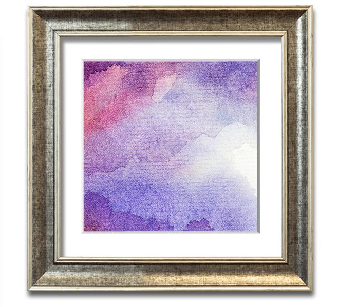 Square framed print titled 'As The Clouds Break', showcasing serene cloud imagery, available in various frame colors.