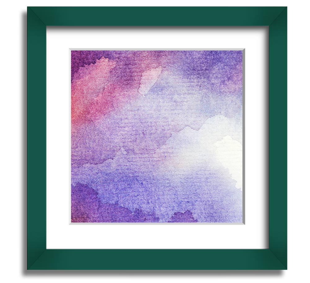 Square framed print titled 'As The Clouds Break', showcasing serene cloud imagery, available in various frame colors.