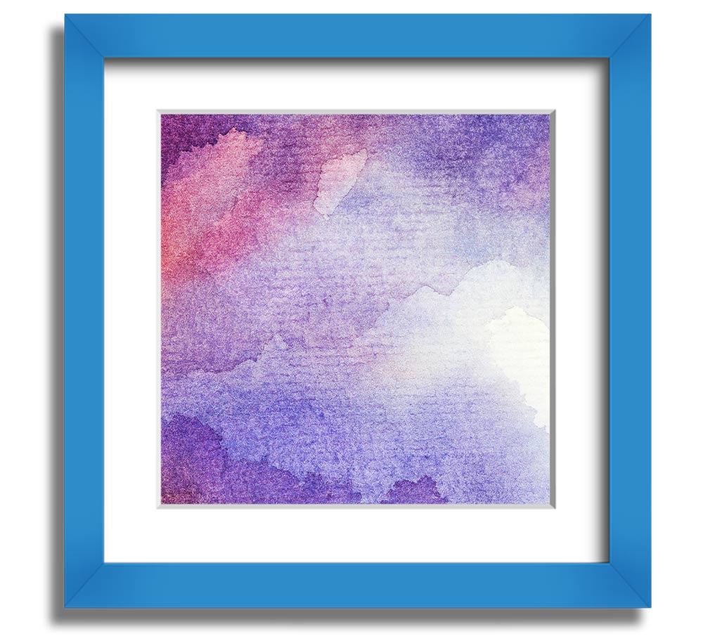 Square framed print titled 'As The Clouds Break', showcasing serene cloud imagery, available in various frame colors.