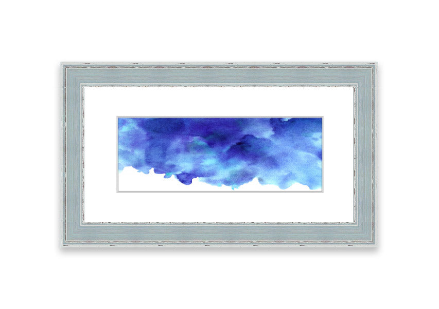 Framed print titled 'As The Clouds Come I', showcasing a beautiful Cornwall landscape with clouds, available in various frame colors.