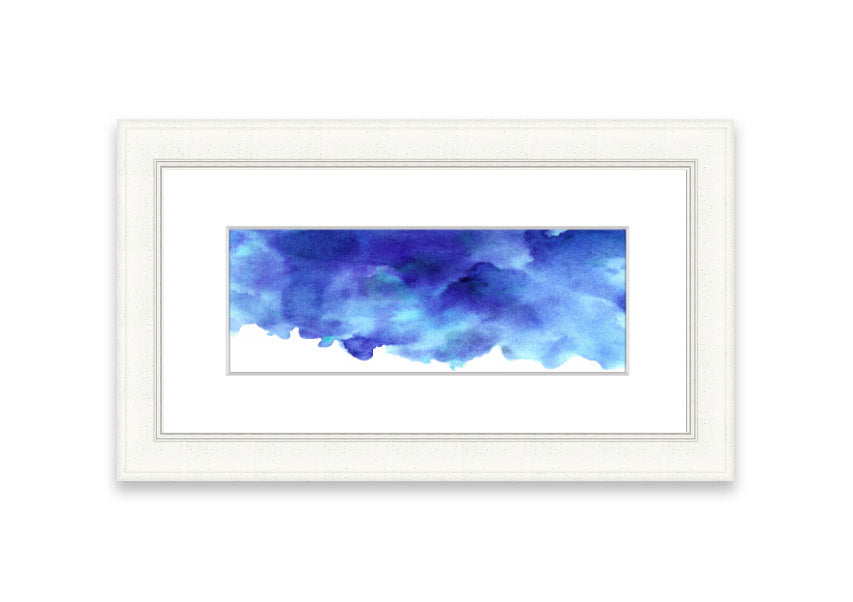 Framed print titled 'As The Clouds Come I', showcasing a beautiful Cornwall landscape with clouds, available in various frame colors.