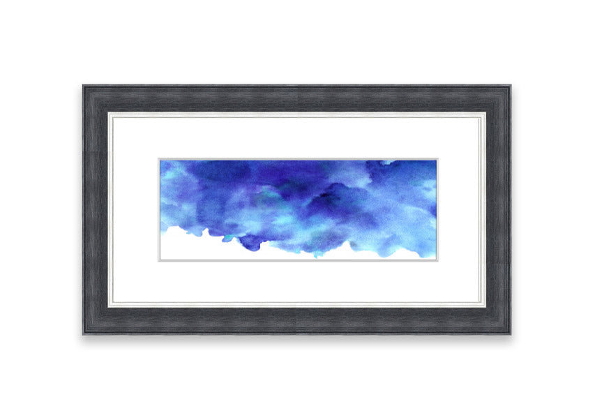 Framed print titled 'As The Clouds Come I', showcasing a beautiful Cornwall landscape with clouds, available in various frame colors.