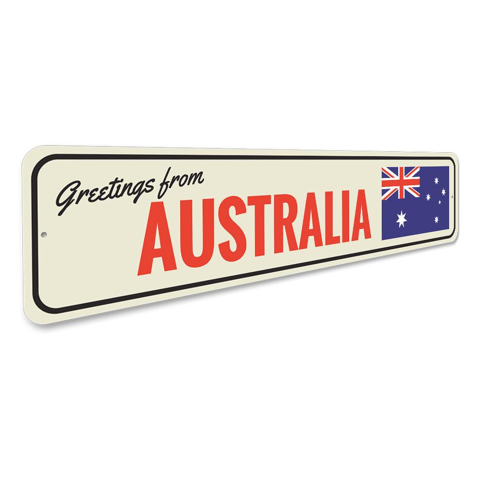 Customizable Australian sign made of high-quality aluminum, featuring pre-drilled holes for easy mounting, perfect for home decor.