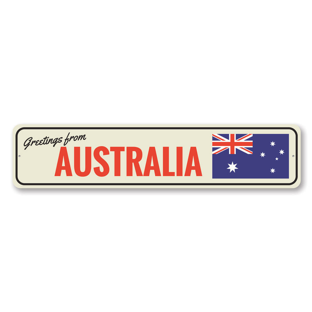 Customizable Australian sign made of high-quality aluminum, featuring pre-drilled holes for easy mounting, perfect for home decor.