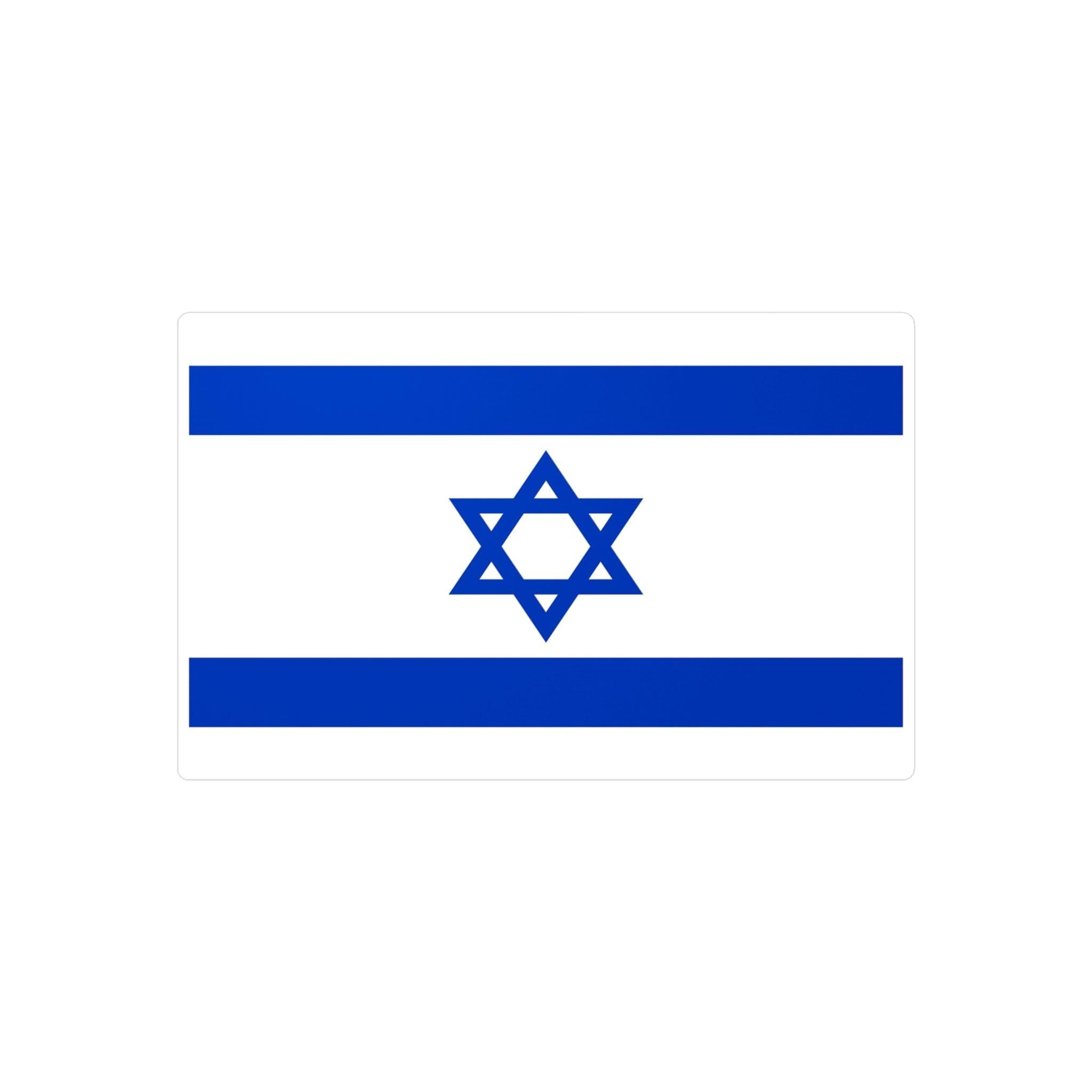 Autocollant Drapeau d'Israël en PVC, disponible en plusieurs tailles, idéal pour diverses applications.