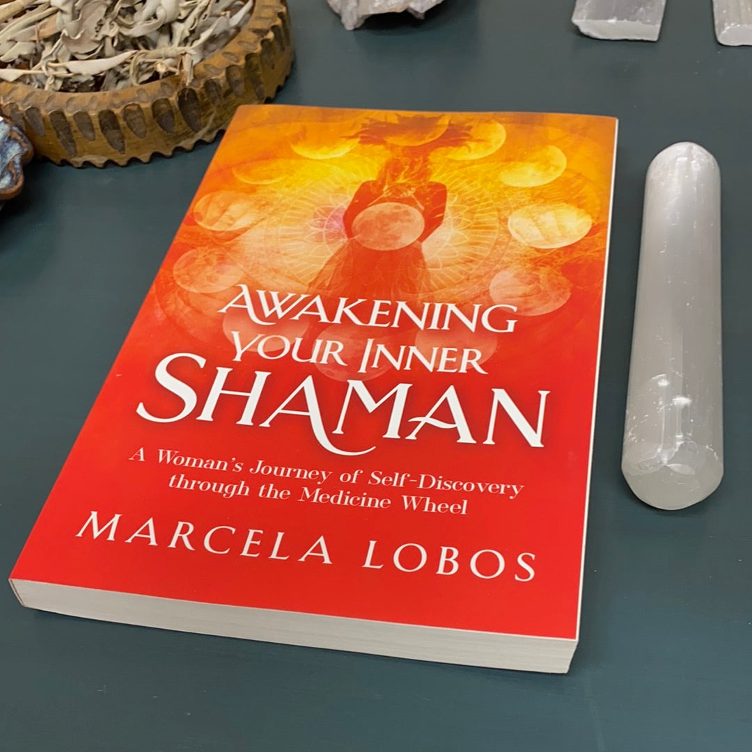 Cover of 'Awakening Your Inner Shaman' featuring mystical imagery and symbols related to shamanism and feminine empowerment.