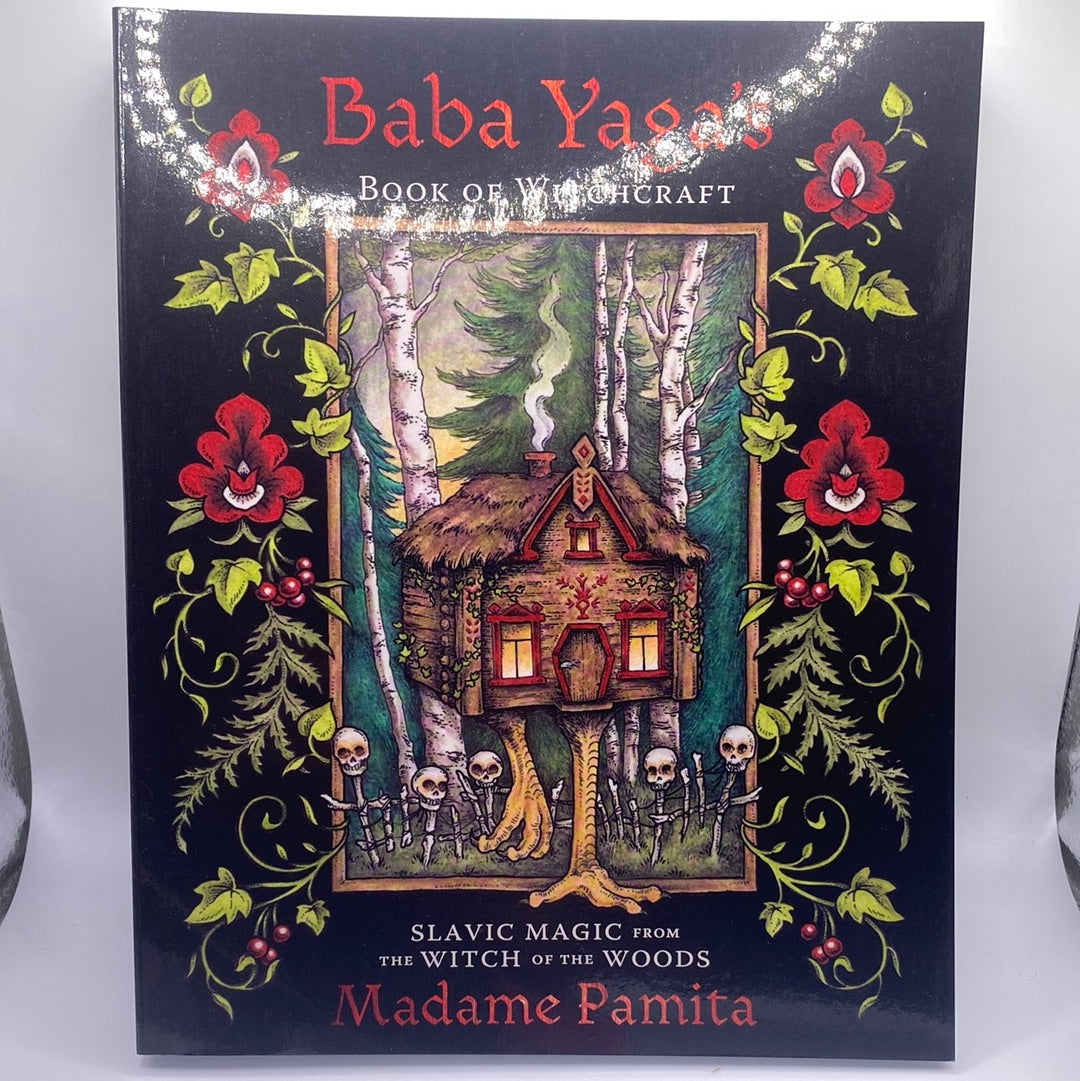 Cover of Baba Yaga's Book of Witchcraft featuring mystical illustrations and ancient Slavic symbols.