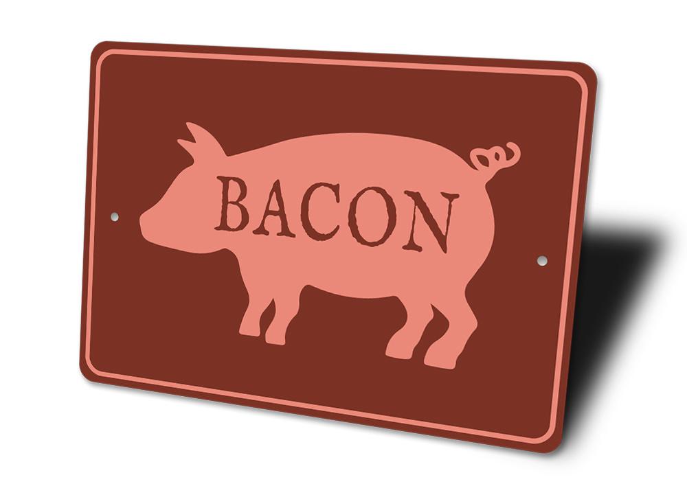 Customizable Bacon Sign made of high-quality aluminum, perfect for kitchen or man cave decor.