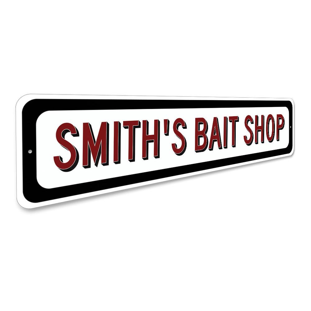 Customizable Bait Shop Sign made from durable aluminum, perfect for lakehouses and outdoor decor.