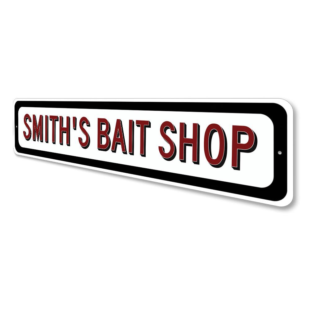 Customizable Bait Shop Sign made from durable aluminum, perfect for lakehouses and outdoor decor.