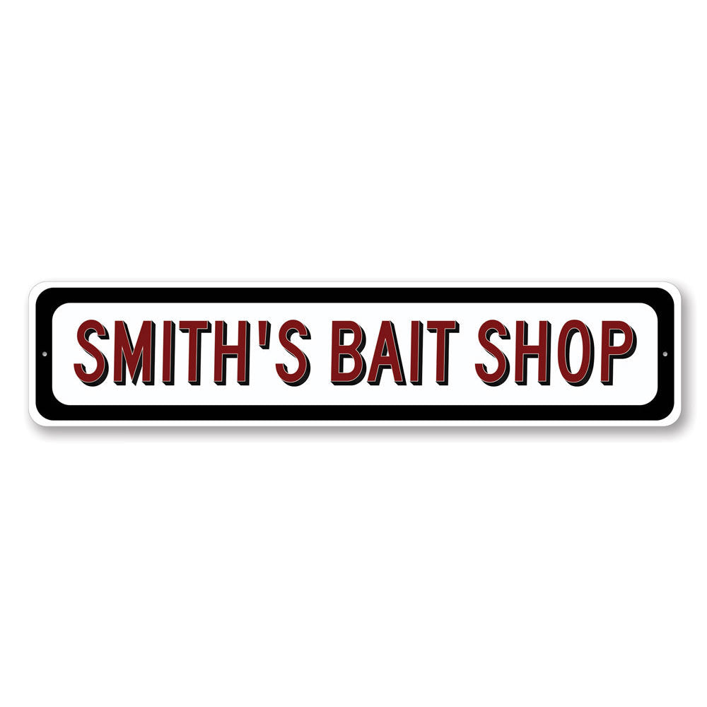 Customizable Bait Shop Sign made from durable aluminum, perfect for lakehouses and outdoor decor.