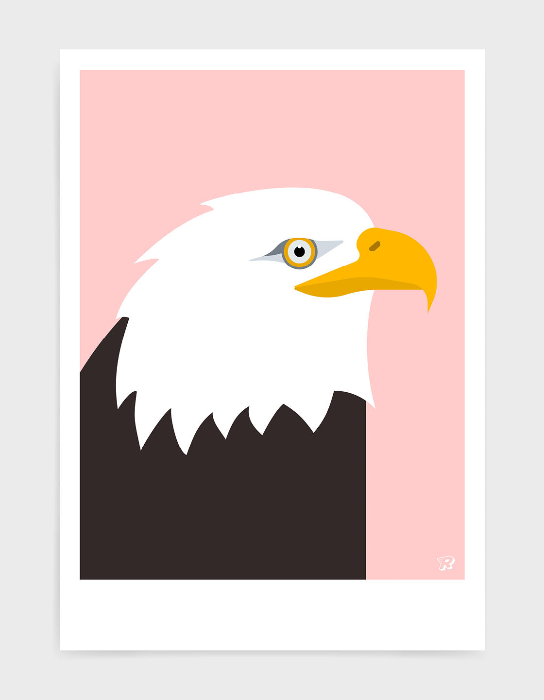 A modern minimal art print of a Bald Eagle, showcasing its majestic features in a stylish design.